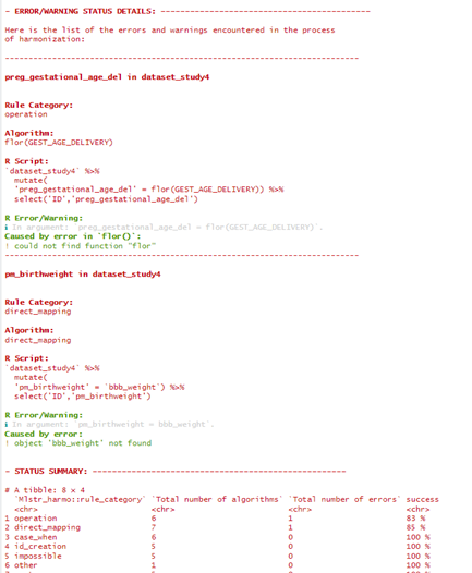 Subset of output from show_harmo_error() printed in the console.
