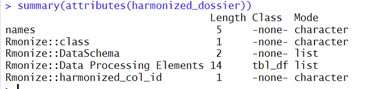 Additional Rmonize attributes are also associated with the harmonized dossier.